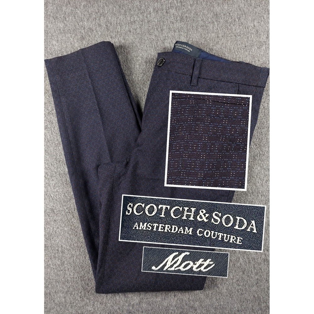 Scotch & Soda Mott Pants Mens 28 Blue Slim Fit Stretch Business Dress Pant